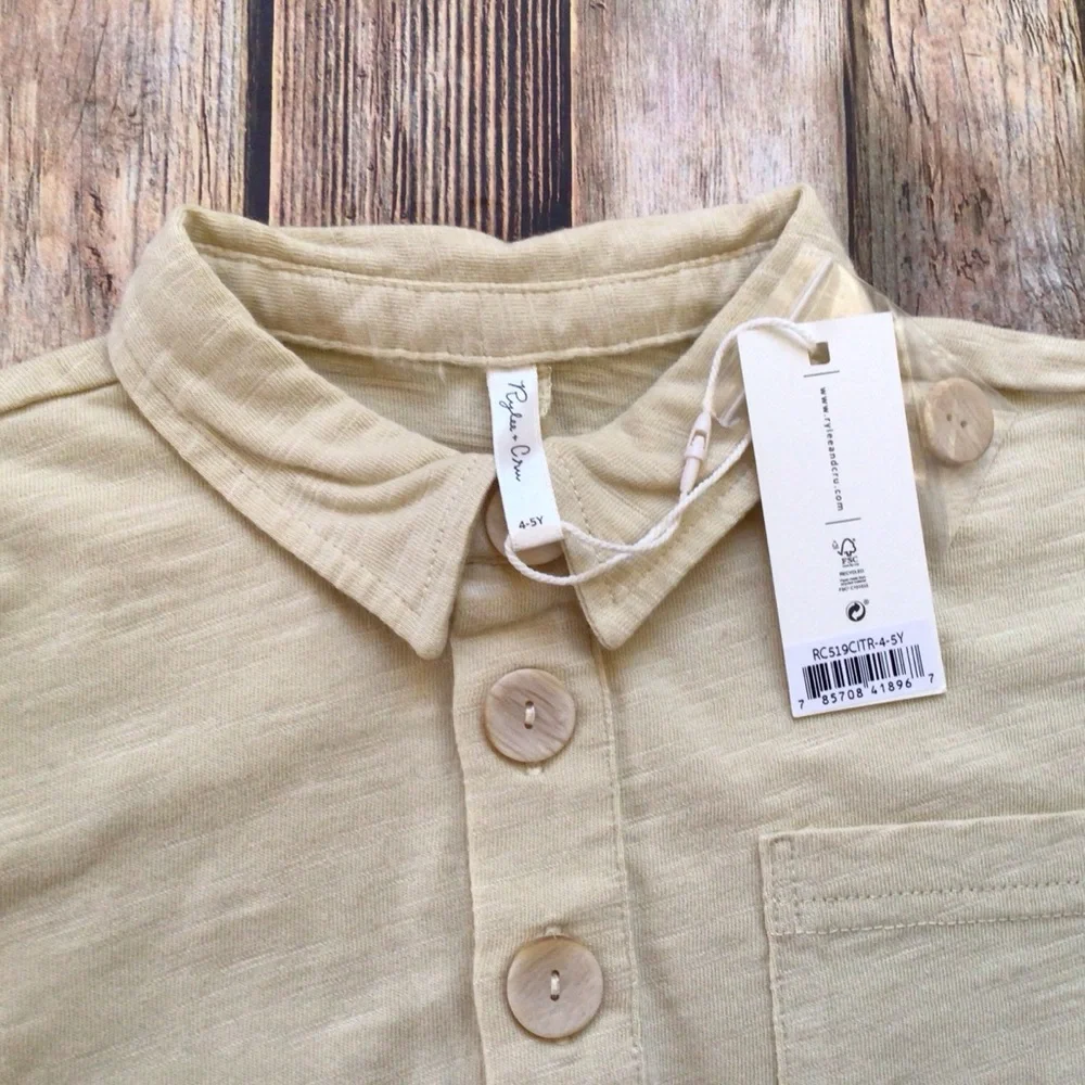 NWT Rylee + Cru Lemon Collared Button Romper